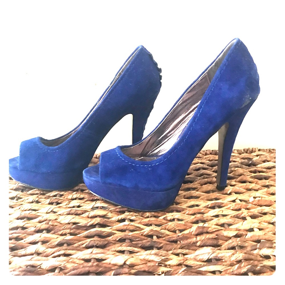 Cobalt Blue Peep Toe Heel
